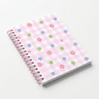 Libreta arillada Rose Picnic de tapa dura mate con arillo metálico, vista frontal