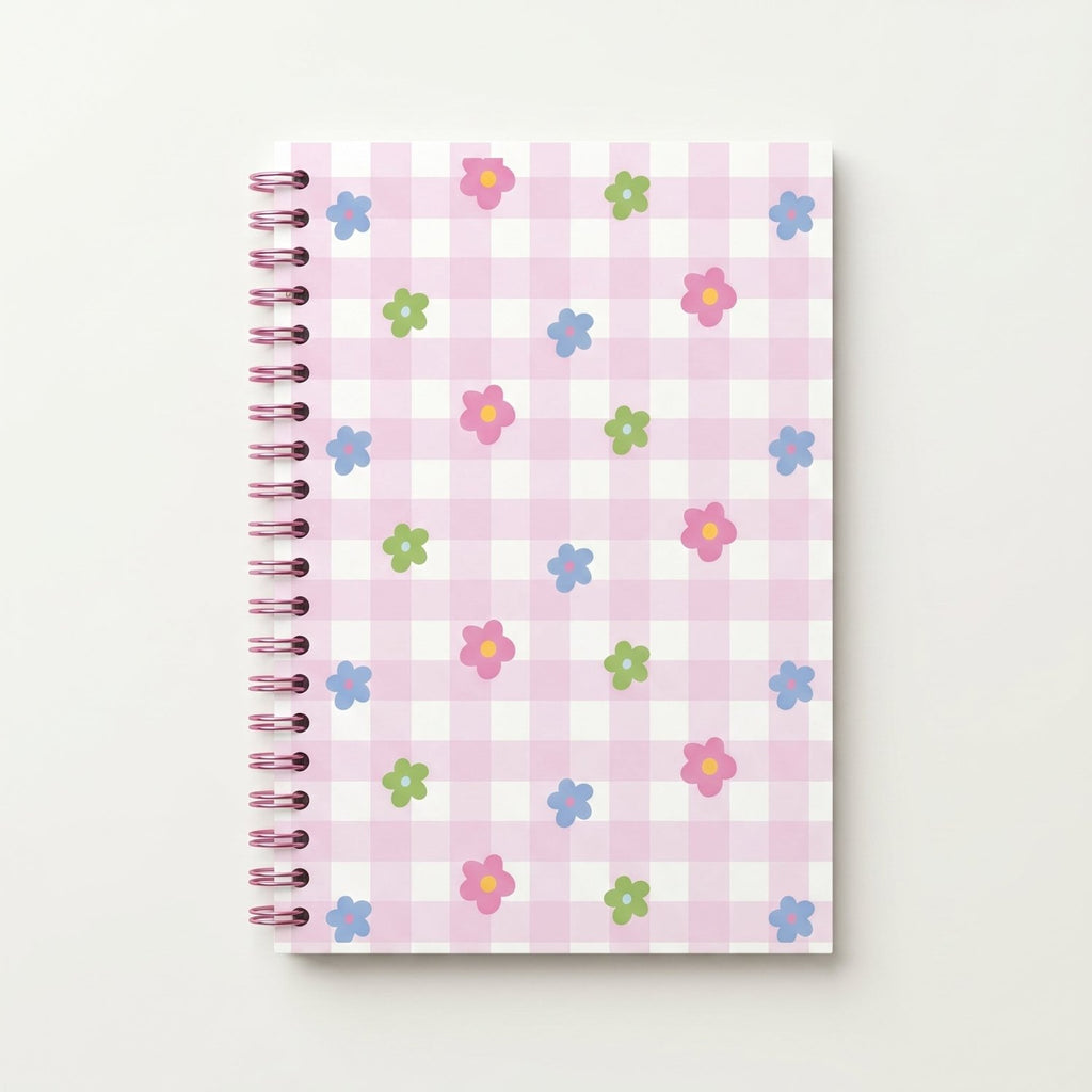 Libreta arillada Rose Picnic media carta con tapa dura ilustrada y arillo metálico