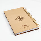 Libreta arillada Tejido Dorado de tapa dura mate con arillo metálico, vista frontal