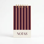 Libreta de notas Rose vertical con arillo metálico superior, tapa dura mate y elástico