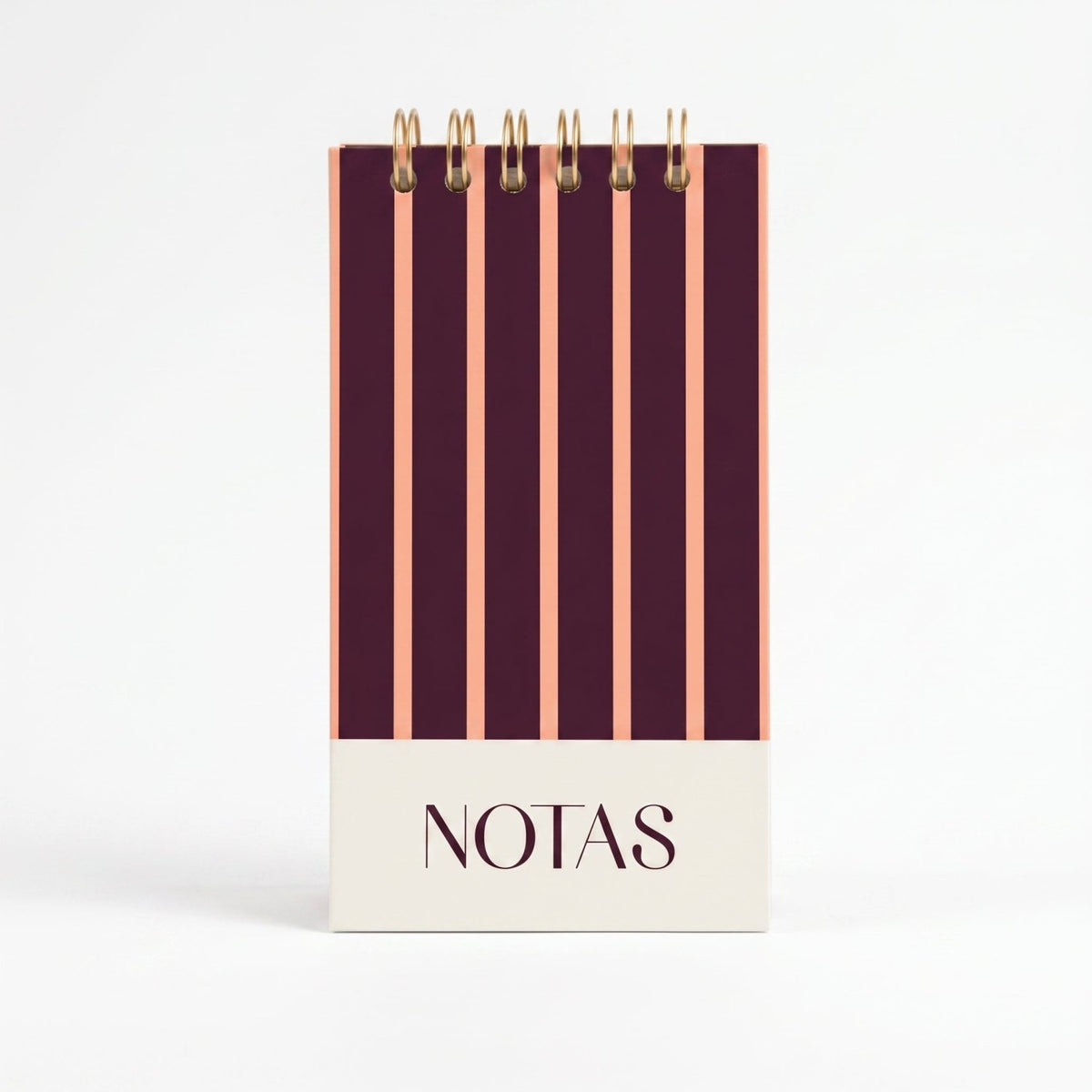 Libreta de notas Rose vertical con arillo metálico superior, tapa dura mate y elástico
