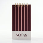Libreta de notas Rose vertical con arillo metálico superior, tapa dura mate y elástico