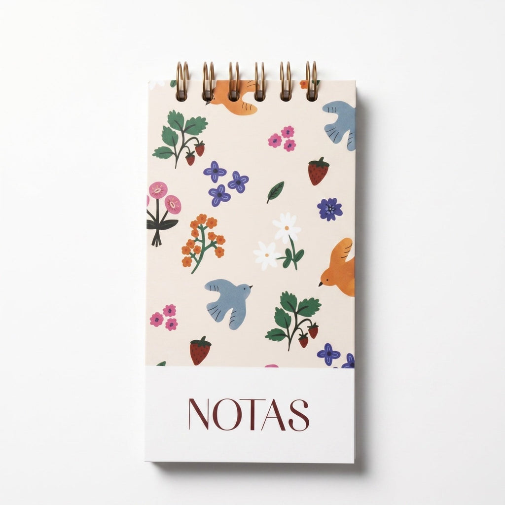 Libreta de notas Trino Suave vertical con arillo metálico superior, tapa dura mate y elástico