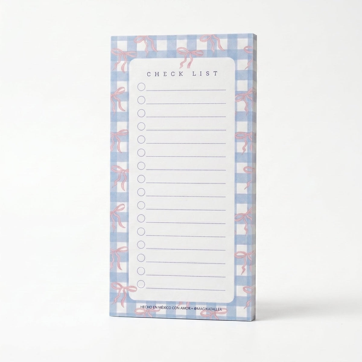 Notepad Cherry Picnic modelo B con ilustración de cerezas y moños, block de hojas desprendibles
