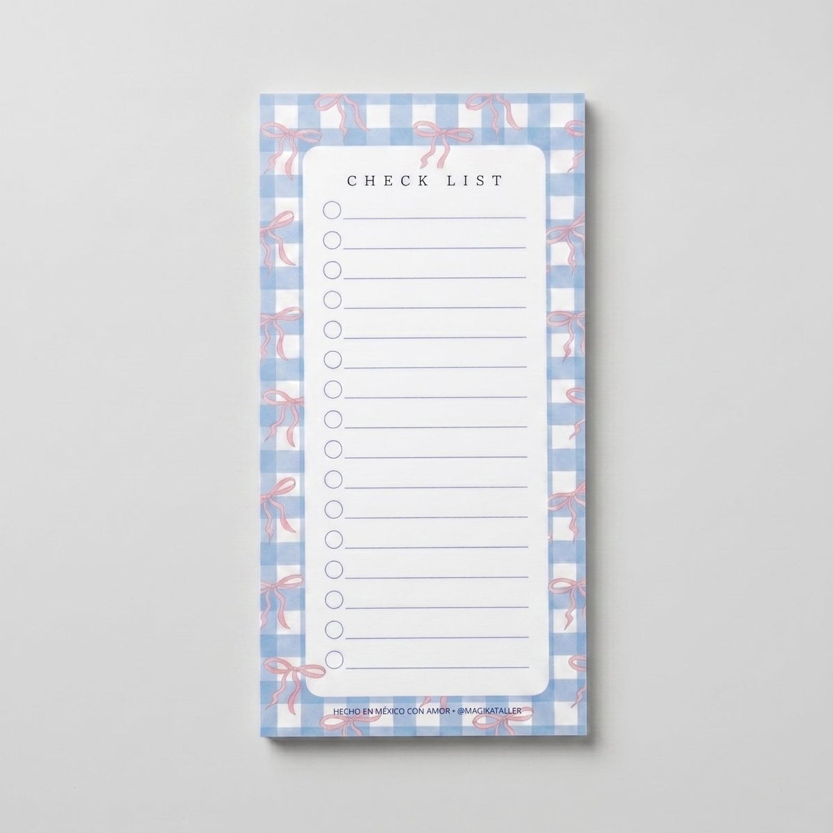 Notepad Cherry Picnic modelo B con ilustración de cerezas y moños, block de hojas desprendibles