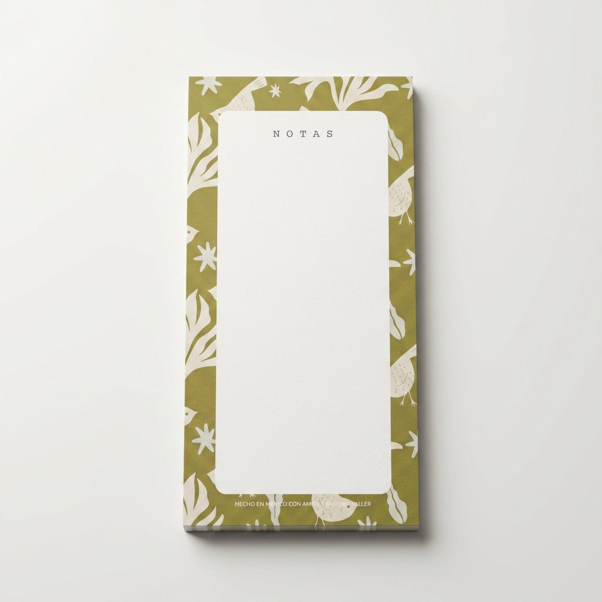 Notepads Trino y Flora en cinco diseños con ilustración de aves y flores, block de hojas desprendibles